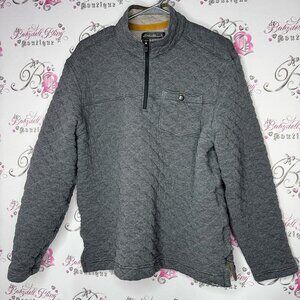 Eddie Bauer jacket pull over quilted sweater grey logos comfy thick warm quilt